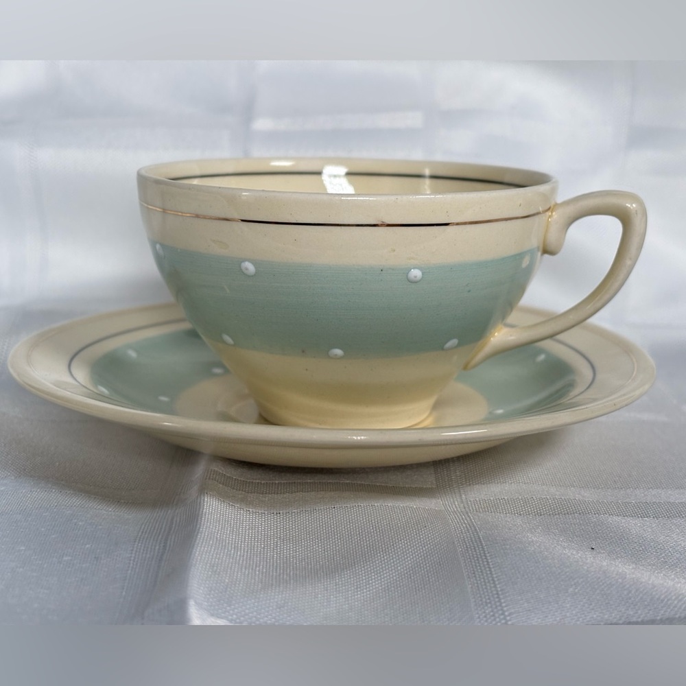 Vintage Wood & Sons Woods England Teacup & Saucer with polka dots